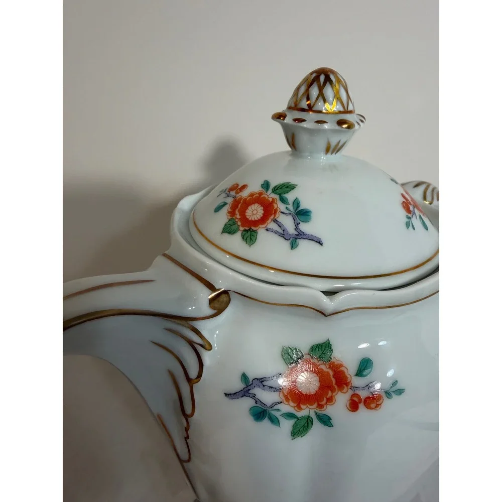 Royale Limoges France Orange Tree Porcelain Coffee Pot Towle Gilt Floral 9.5in